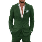 Linen suit two-piece men's banquet casual slim temperament suit