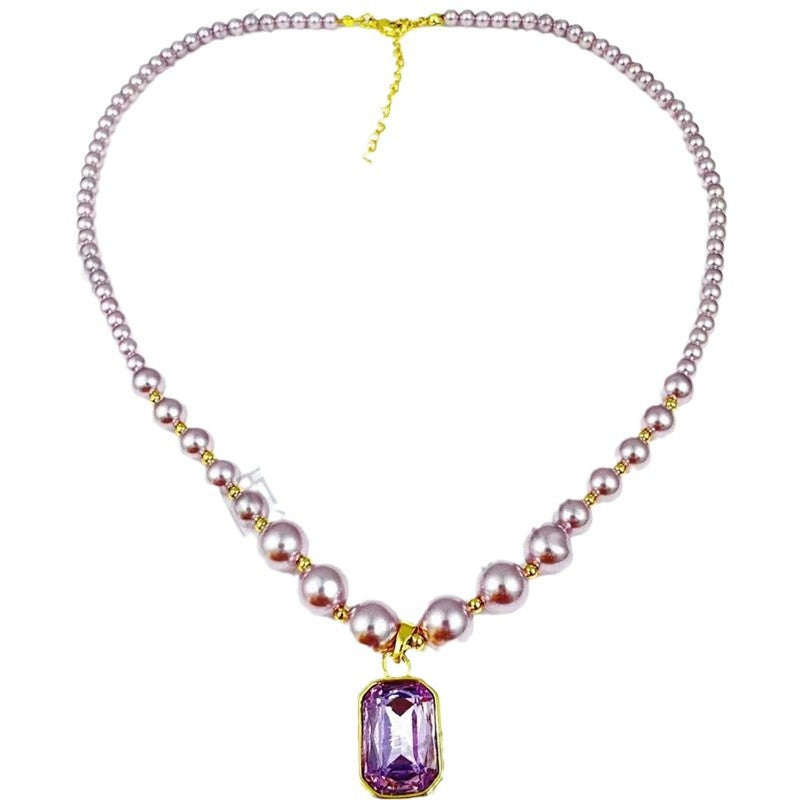Long pearl necklace crystal pendant women's high-end atmosphere versatile pendant simple high-end sweater chain with accessories