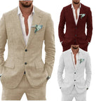 Linen suit two-piece men's banquet casual slim temperament suit
