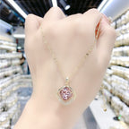 High sense blue geometric crystal necklace women's new trendy temperament fashion Internet celebrity short collarbone chain neck chain