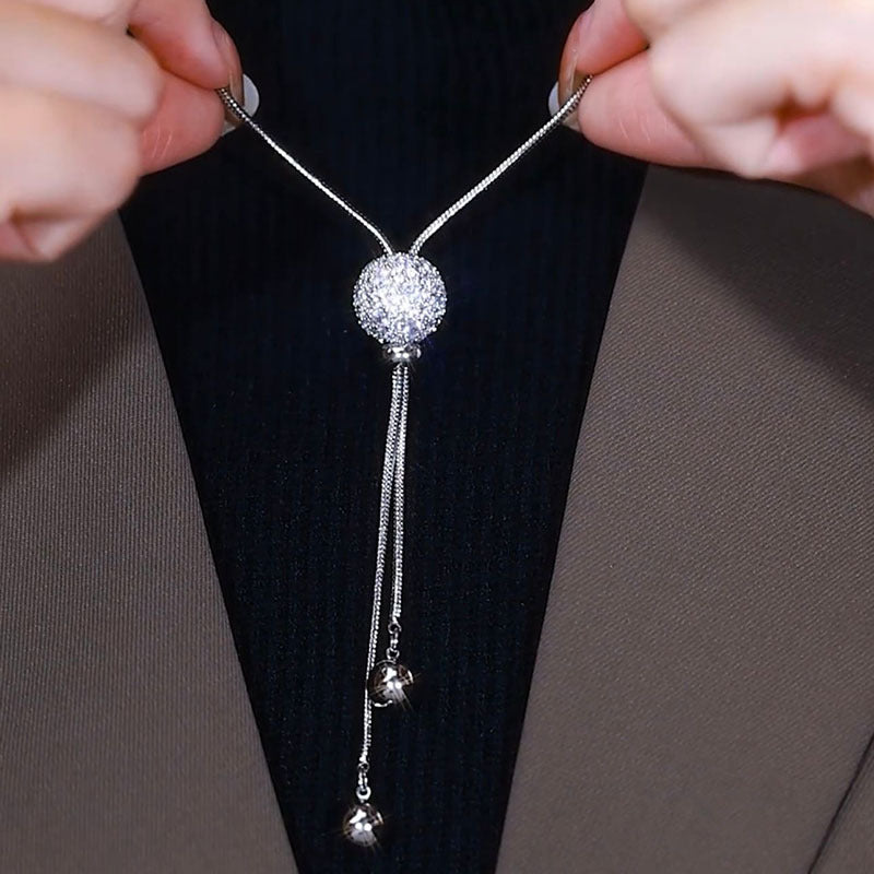 Versatile autumn and winter new trendy ball pendant sweater chain women's long tassel fashion high-end explosive necklace