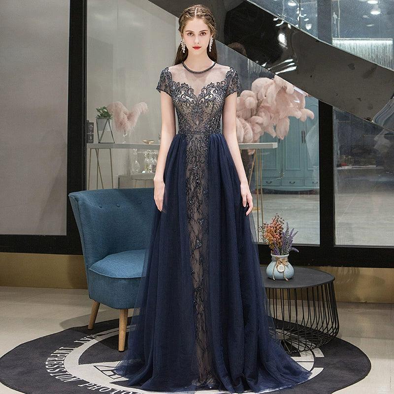 Women's Mermaid Evening Dress Sexy Lace Prom Dresses for Women Long Formal Dresses - numbersea