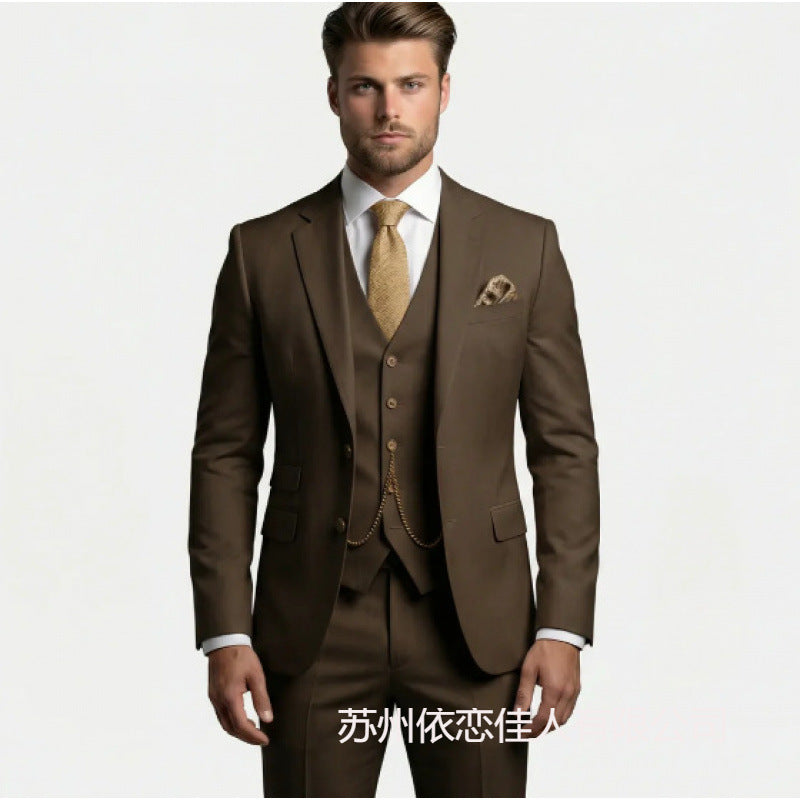 Men's suit three-piece Amazon suit dress suit high-end temperament wedding best man suit