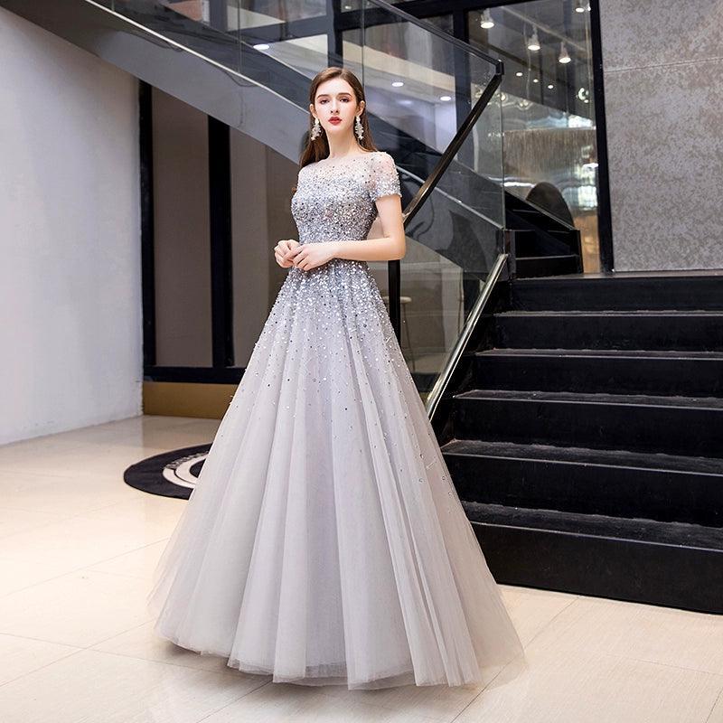 Women's A-Line Evening Dress Sexy Prom Dresses Sleeveless Beaded Formal Dresses for Women - numbersea