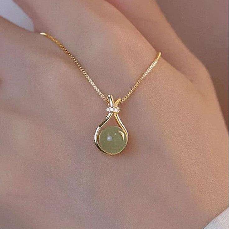 Opal lucky bag necklace women's light luxury niche pendant collarbone chain exquisite versatile new popular neck chain