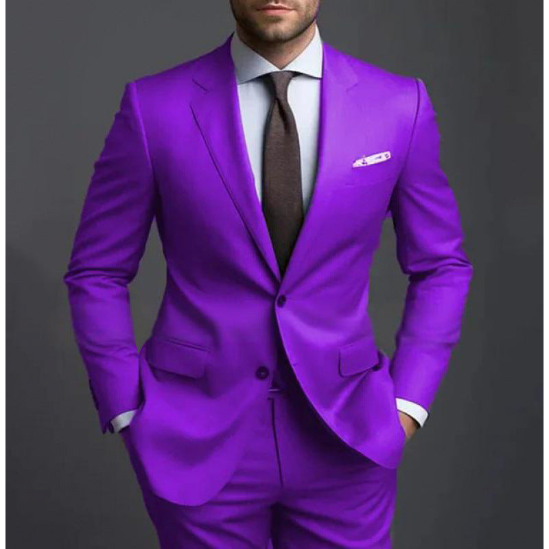 Textured suit two-piece high-end business casual suit men's fashion wedding best man suit