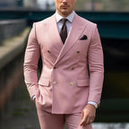 Suit Men's Premium Dress Double-breasted Two-piece Casual Suit Groom's Wedding
