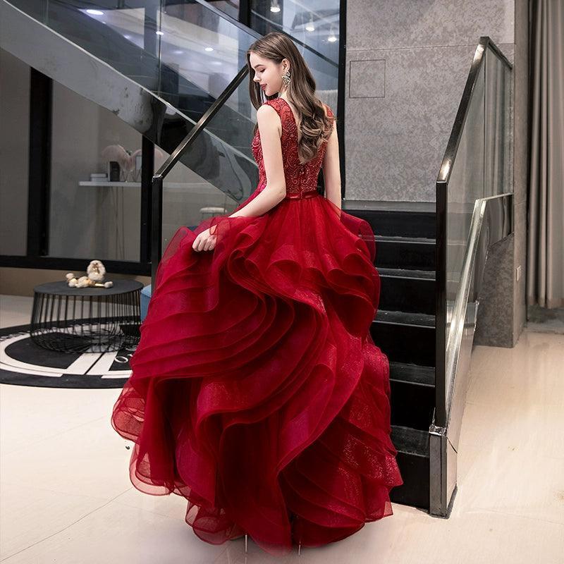 Women's Ball Gown Evening Dress Long Formal Dresses Sleeveless Beaded Wedding Dresses - numbersea