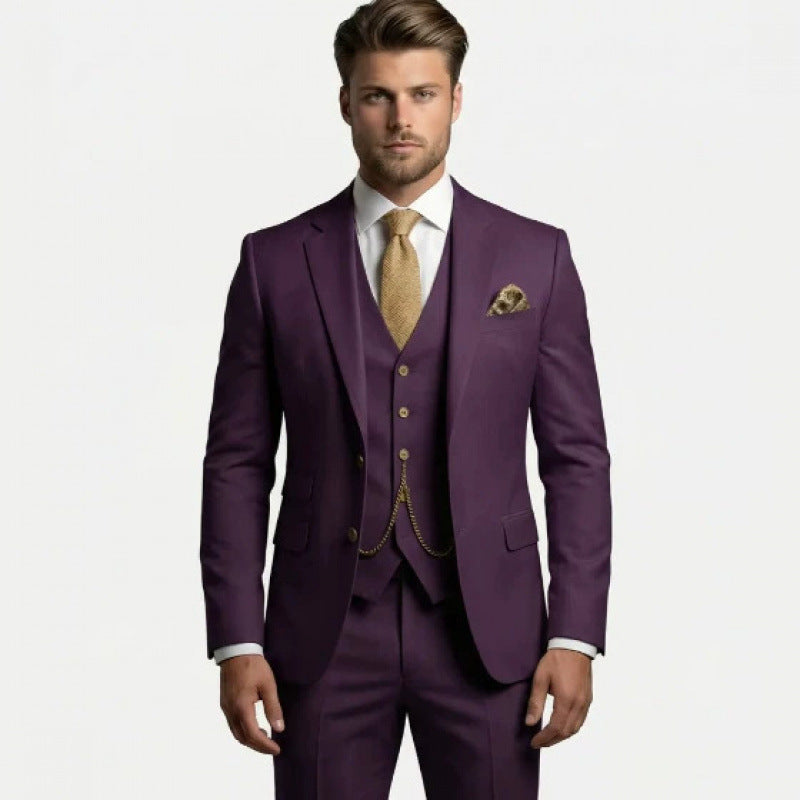 Men's suit three-piece Amazon suit dress suit high-end temperament wedding best man suit