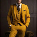 Handsome men's suit three-piece solid color high-end temperament banquet business slim fashion suit