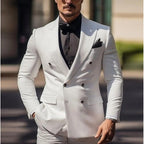 Suit Men's Premium Dress Double-breasted Two-piece Casual Suit Groom's Wedding