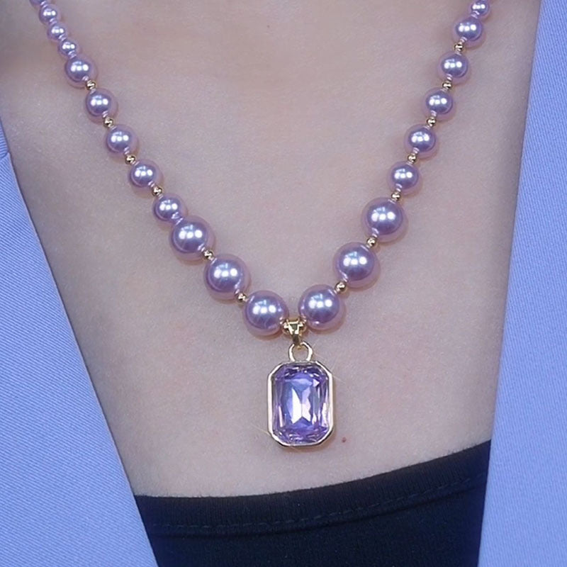 Long pearl necklace crystal pendant women's high-end atmosphere versatile pendant simple high-end sweater chain with accessories