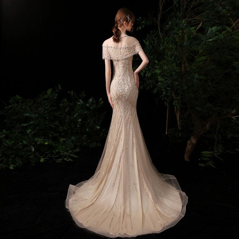Women's Mermaid Evening Dress Sexy Beaded Prom Dresses Long Formal Dresses for Women - numbersea