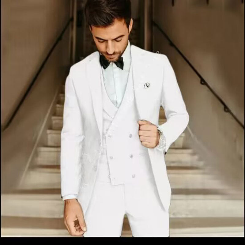 Men's suit suit high-end business casual groom best man slim three-piece banquet suit