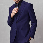 Light luxury high-end men's slim-fitting flat-collar suit three-piece business dress workplace banquet wedding dress