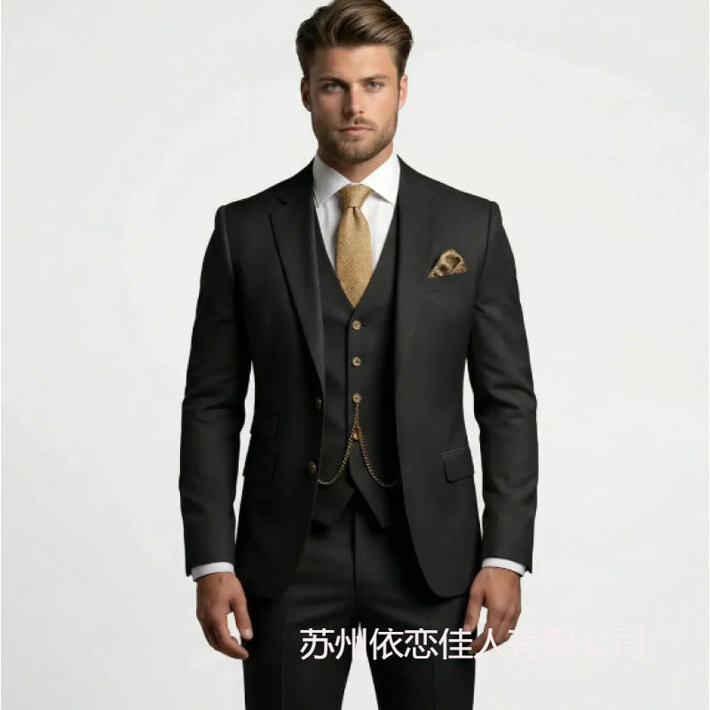 Men's suit three-piece Amazon suit dress suit high-end temperament wedding best man suit