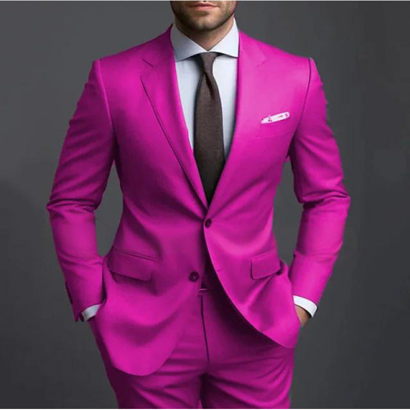 Textured suit two-piece high-end business casual suit men's fashion wedding best man suit