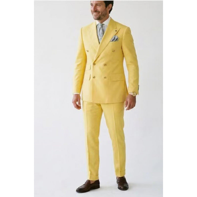 Suit Men's Premium Dress Double-breasted Two-piece Casual Suit Groom's Wedding