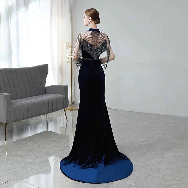 Women's Sexy Evening Dress Mermaid Prom Dresses Long Beaded Formal Dresses for Women - numbersea