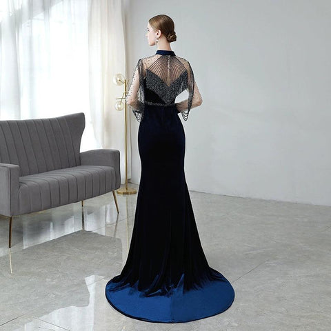 Women's Sexy Evening Dress Mermaid Prom Dresses Long Beaded Formal Dresses for Women - numbersea