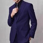 Light luxury high-end men's slim-fitting flat-collar suit three-piece business dress workplace banquet wedding dress