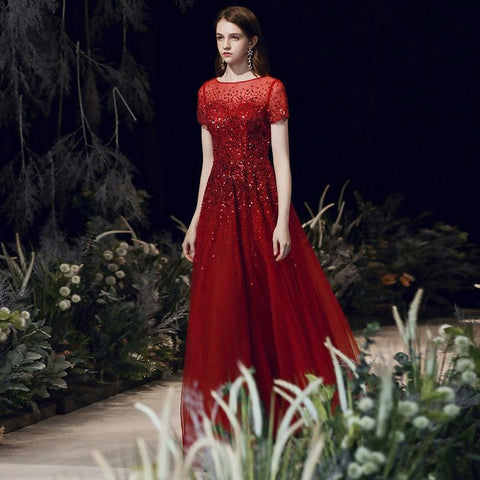 Women's A-Line Evening Dress Sexy Prom Dresses Sleeveless Beaded Formal Dresses for Women - numbersea