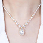 Unique design sense French elegant atmosphere queen zircon pearl necklace autumn new versatile collarbone chain