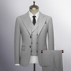 Men's blue, black and gray barge collar slim three-piece set, business wedding suit foreign trade spot