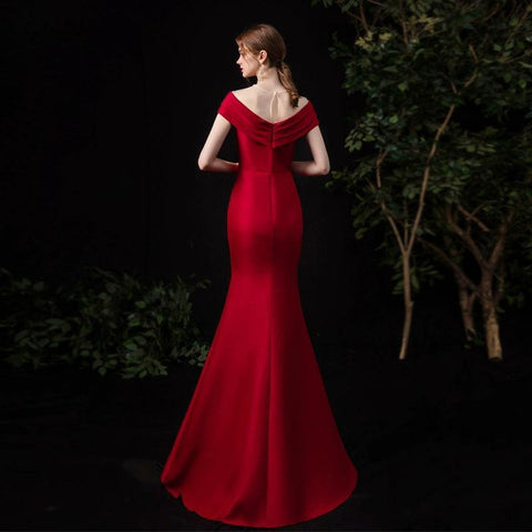 Women's Mermaid Evening Dress Long Prom Dresses V-Neck Formal Dresses for Women - numbersea