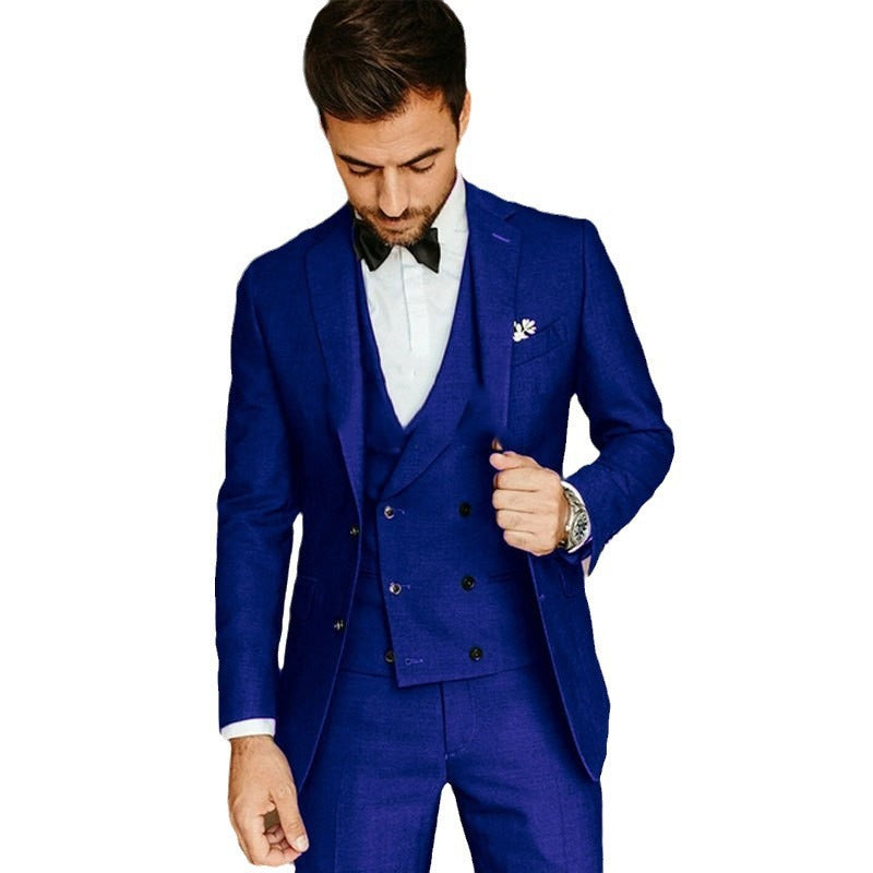 Men's suit suit high-end business casual groom best man slim three-piece banquet suit