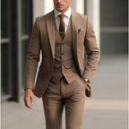 Handsome men's suit three-piece solid color high-end temperament banquet business slim fashion suit