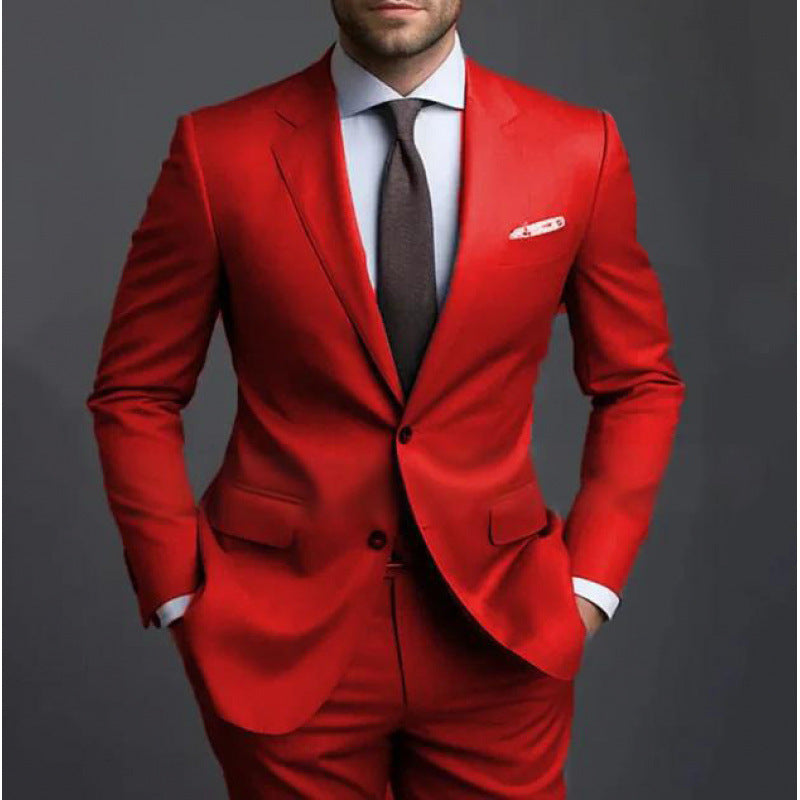 Textured suit two-piece high-end business casual suit men's fashion wedding best man suit