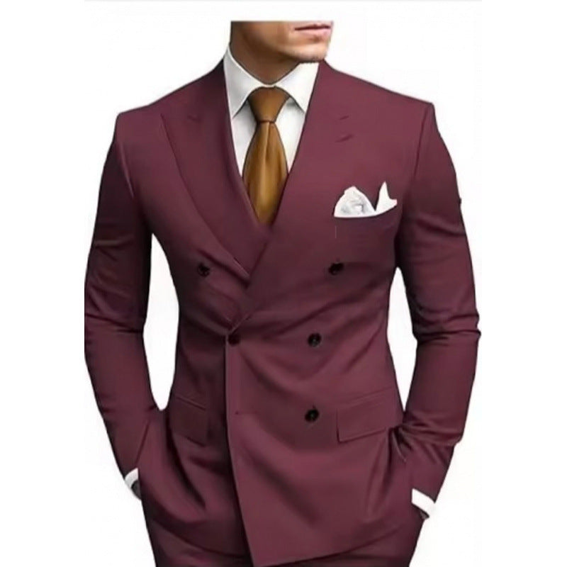 Suit Men's Suit Two-piece Slim-fit Business Groom Wedding Best Man Casual Suit Dress Men