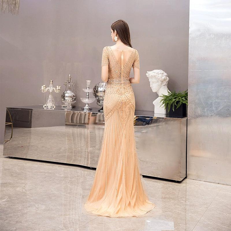 Women's Mermaid Evening Dress Sexy Prom Dresses Long Beaded Formal Dresses for Women - numbersea