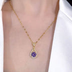 Korean Internet celebrities inlaid purple zircon pendant new women's light luxury high-end cold wind neck chain collarbone chain accessories