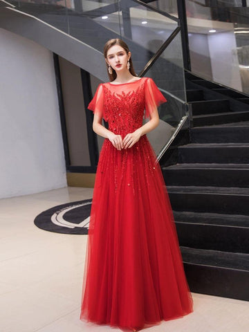 Women's A-Line Prom Dresses Sexy Long Evening Dress Sleeveless Beaded Formal Dresses for Women - numbersea