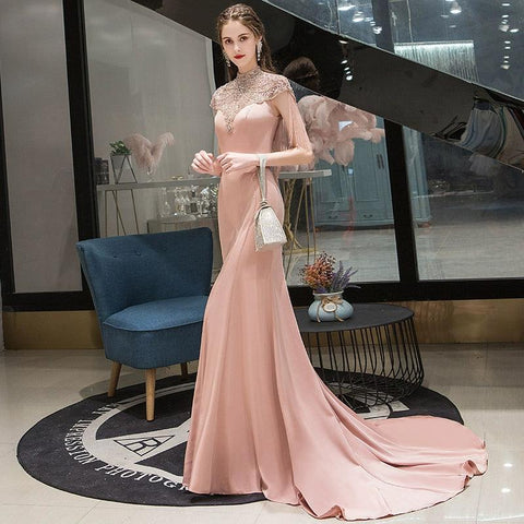 Women's Mermaid Evening Dress Sexy Beaded Prom Dresses for Women Long Lace Formal Dresses - numbersea