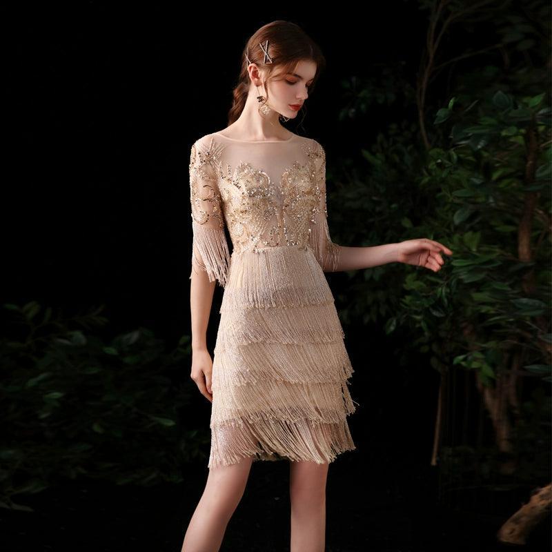 Women's Sexy Evening Dress short Prom Dresses for Women Beaded Formal Dresses - numbersea