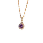 Korean Internet celebrities inlaid purple zircon pendant new women's light luxury high-end cold wind neck chain collarbone chain accessories