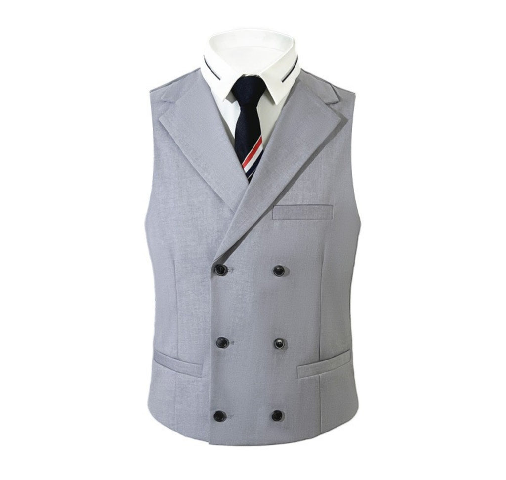 Men's blue, black and gray barge collar slim three-piece set, business wedding suit foreign trade spot