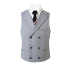 Men's blue, black and gray barge collar slim three-piece set, business wedding suit foreign trade spot