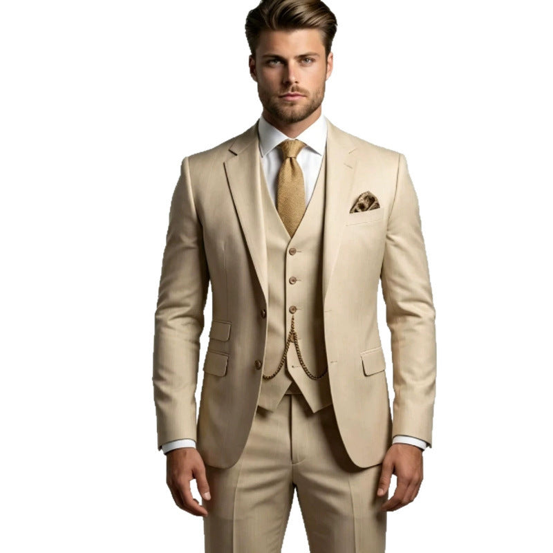 Men's suit three-piece Amazon suit dress suit high-end temperament wedding best man suit