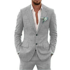 Linen suit two-piece men's banquet casual slim temperament suit