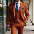 Handsome men's suit three-piece solid color high-end temperament banquet business slim fashion suit