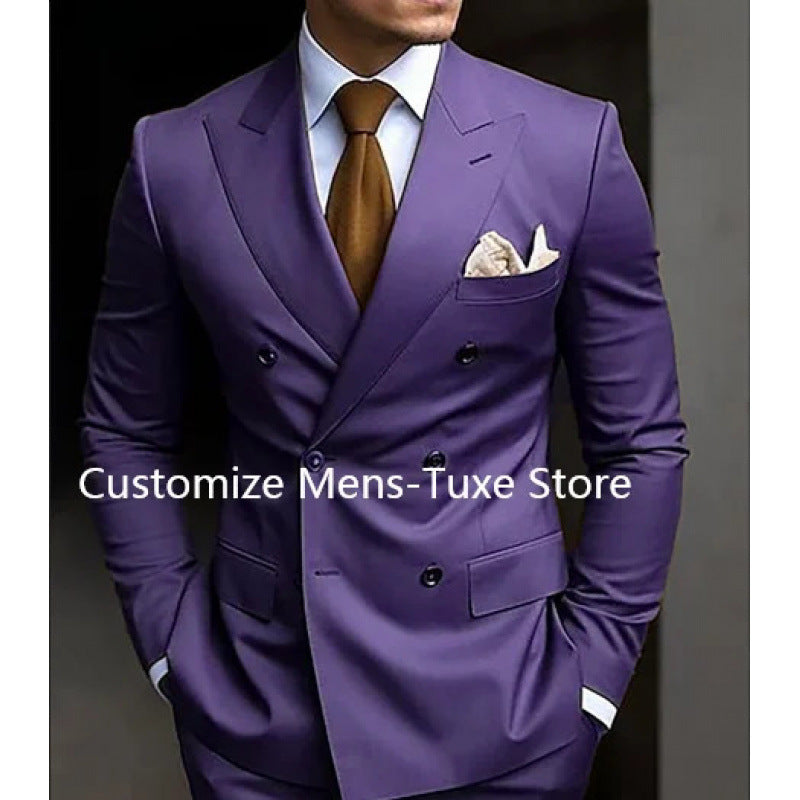 Suit Men's Suit Two-piece Slim-fit Business Groom Wedding Best Man Casual Suit Dress Men