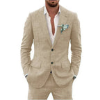 Linen suit two-piece men's banquet casual slim temperament suit
