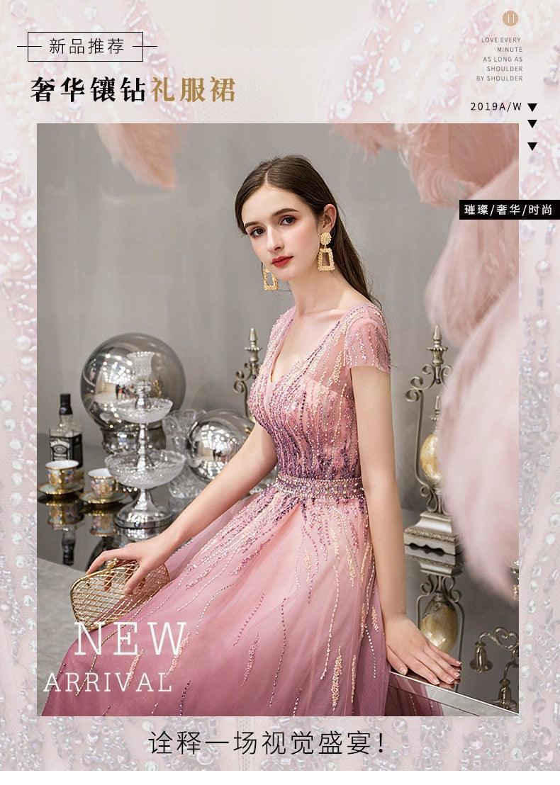 Women's A-Line Evening Dress Sexy Prom Dresses Sleeveless Beaded Formal Dresses for Women - numbersea