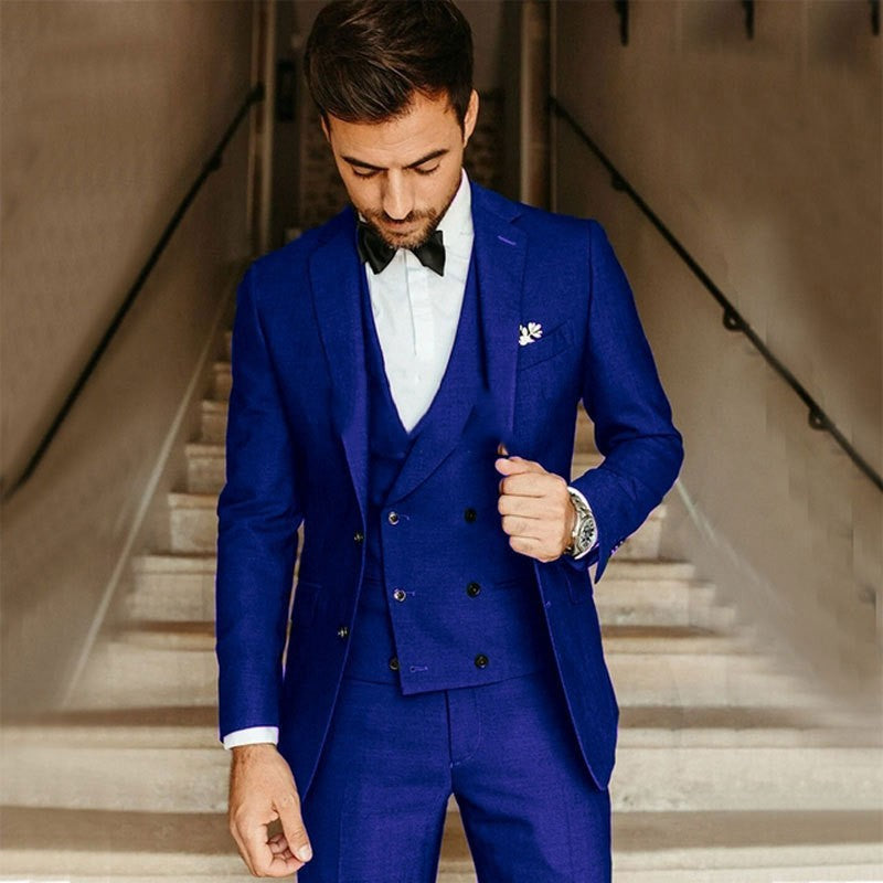 Men's suit suit high-end business casual groom best man slim three-piece banquet suit