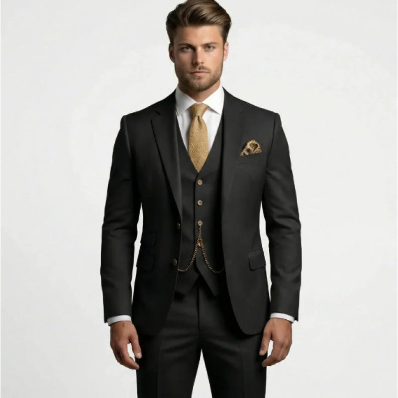 Men's suit three-piece Amazon suit dress suit high-end temperament wedding best man suit