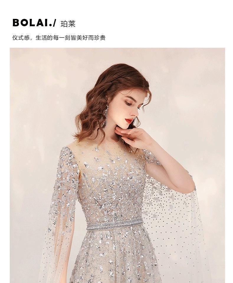 Women's Sexy Evening Dress Long Formal Dresses Beaded Prom Dresses for Women - numbersea